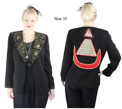 Desperately Seeking 80s Pyramid Style Size 10 Black Glitter Susan Jacket • $192.50
