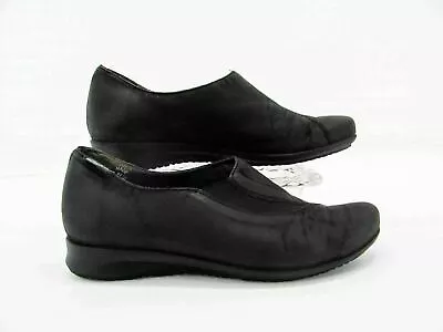 Mephisto Women Shoe Air Jet Size 6.5M Black Leather Wedge Loafer Pre Owned Qp • $32.95