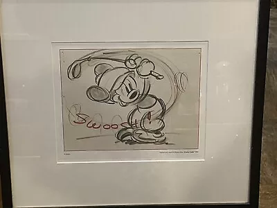 Walt Disney Print   Canine Caddy  SWOOSH Mickey Mouse Framed • $50