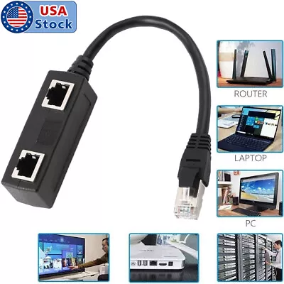 RJ45 Ethernet Splitter 1 Male To 2 X Female Network Connector Exdender Adapter • $6.79