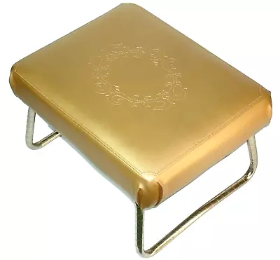 Vintage MCM Ottoman Footstool Gold Vinyl • $50