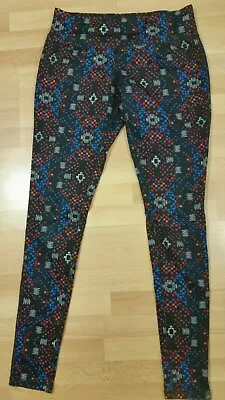 Mossimo Supply Co Leggings Black Red Blue Polyester Spandex Sz S/P EUC Legg.1 • $10.60