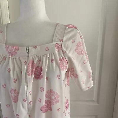 Vintage 70s Sears Take Along Small FLORAL Zip Up HOUSE Dress ROBE Lounger EUC C3 • $16.94