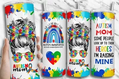 Autism Awareness Autism Mom Design 20oz Skinny Tumbler Travel Cup Mug Insulated • $23.39
