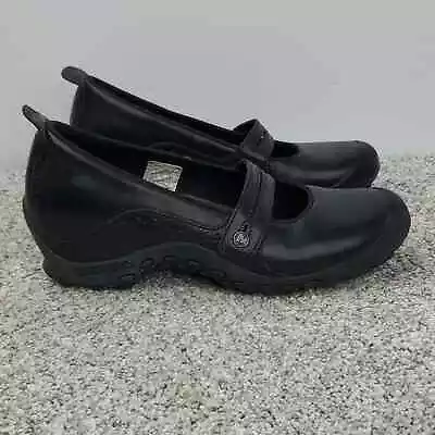 Merrell Plaza Bandeau Mary Jane Shoes Leather Dual Strap Black 8 Womens Slip On • $24