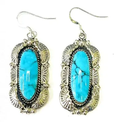 $140 • Buy HSN Chaco Canyon Sterling Silver Navajo Kingman Turquoise Drop Earrings