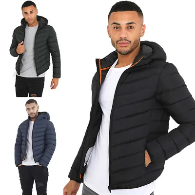 Mens Brave Soul Grant Padded Hooded Puffer Jacket With Elasticated Trims • £29.99
