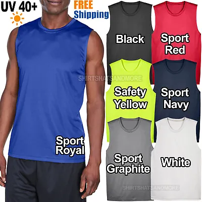 Mens Sleeveless Muscle T-Shirt Shooter Tank Dri Fit Moisture Wicking Tee UV 40+ • $10.07