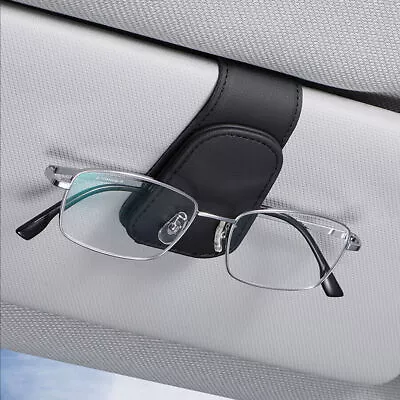 Magnetic Car Parts Sun Visor Glasses Sunglasses Card Ticket Holder Clip Leather • £6.66