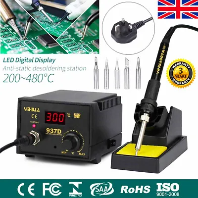 £36.99 • Buy 937D Soldering Iron Station Hot Air Digital Welding SMD Tool Stand W/5 Tips 45W