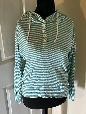 Lazy Jacks Women's Mint Green And White Hooded Cotton Top Size XS • £14.49