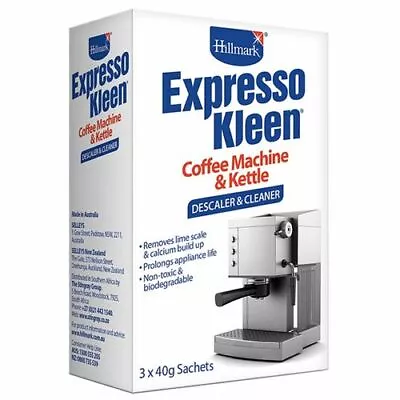 Hillmark 40g Expresso Kleen Coffee Machine Kettle Appliance Descaler And Cleaner • $25.68