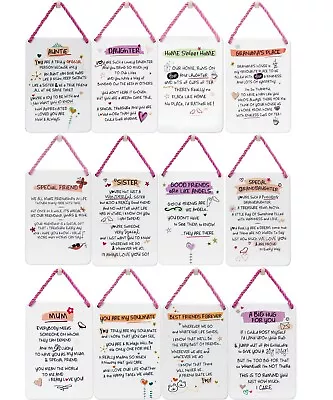 Inspired Words Tin Plaque (Auntie Daughter Granddaughter Hug Friend Mum Sister) • £5.25