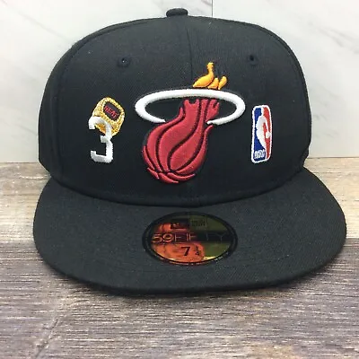 New Era Miami Heat 59FIFTY Count The Ring Fitted Hat Cap Hat Size 7 1/4 • $37.28