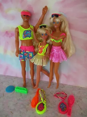 1990 Hawaiian Fun Barbie-Ken-Skipper Dolls Lot All Original Dolls • $63.95