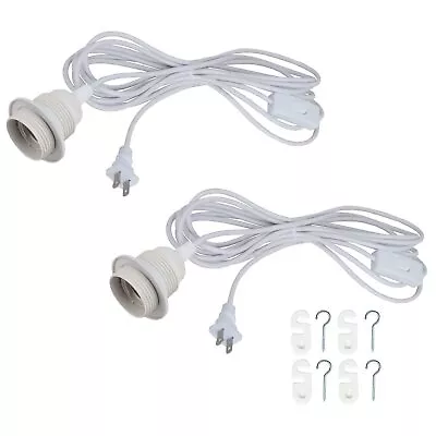 15.6ft Plug In Pendant Light 2-Pack Light Sockets Extension Cord White Hang..  • $25.29