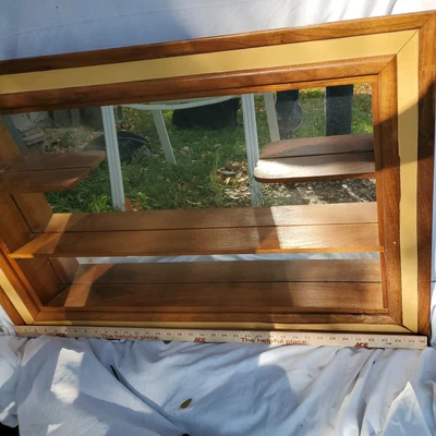 $157.88 • Buy VTG1960s Wood Wall Shelf Mid Century MCM Walnut37x25Mirror Shadow Box Home Decor