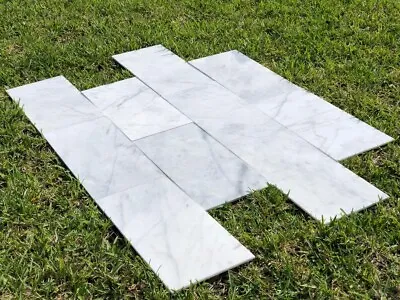 GRAY WHITE  CARRARA  MARBLE  TILES 12 X 24  POLISHED   MODERN CALACATTA • $7.25