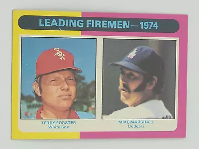 1975 Topps Baseball Vintage Leading Firemen-1974 Terry Forster Mike Marshall • $1