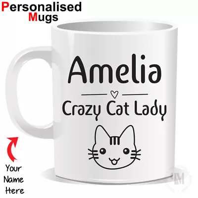 Personalised Crazy Cat Lady Funny Novelty Coffee Mug Tea Cup Gifts For Her 84 • £10.99