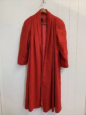 Portrait Womans Red Long Size 4 Vintage Collar Trench Coat Shoulder Pads • $22.75