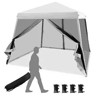 3M X 3M Pop Up Gazebo Outdoor Instant Canopy Tent With Mesh Sidewalls Roller Bag • £85.99