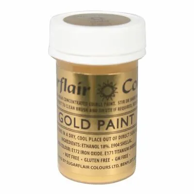 Edible Food Colouring Sugarflair Paint Gold 20g Cake Decorating Sugarcraft • £8.81