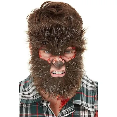 £5.29 • Buy Smiffys Teen Wolf Faux Fur Werewolf Mask Halloween Make Up New