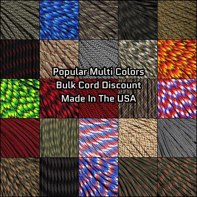 550 Paracord Popular Colors - 10 25 50 & 100 Ft Options - USA Made • $6.99