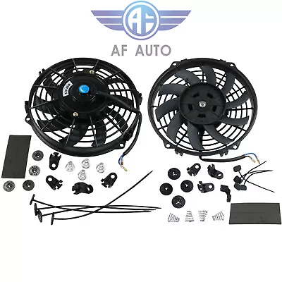 2 X 9  Inch Electric Radiator Cooling Mount Kit Slim Fan Universal Push Pull 12V • $37.99