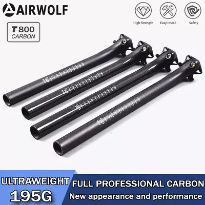 AIRWOLF Carbon Fiber Seatpost Bicycle MTB Road Bike Seat Post 27.2/30.8/31.6mm • $16.39