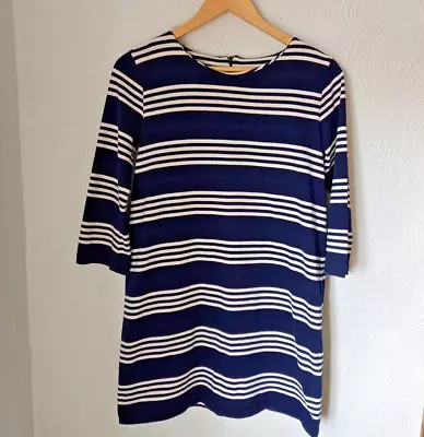 Edc By Esprit Striped T Shirt Dress S Small Navy White • £6.99