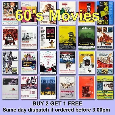 £2.97 • Buy Poster Classic Movie Posters 1960s 60s Film Poster Films HD Borderless Printing