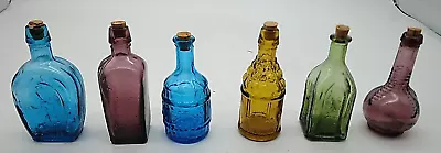 6 Vintage GLASS MINI BOTTLES WHEATON TAIWAN 3 To 3.5  Tall Taiwan 1970's Lot # 1 • $24.99