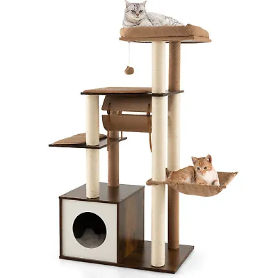 Modern Cat Tree Tower Multi-level Cat With Large Hammock Activity Center Indoor • $112.95