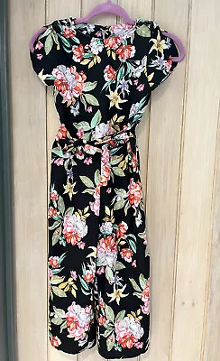 £0.99 • Buy Next Girl’s Black Floral Party Jumpsuit Catsuit Trouser Suit Size 134cm 9 Years