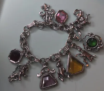 Vintage Medieval Renaissance Charm Bracelet Knight Lion Fleur De Lis Joust  7 L • $30