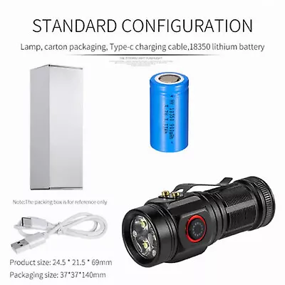 MINI Strong EDC 3LED Flashlight Portable 18350 Battery With Tail Magnet Pen Clip • £19.99