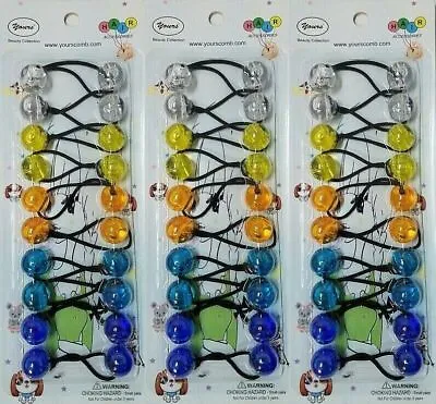 YOURS Twin Bead Bubble Ball Ponytail Elastic Scrunchie Girls MULTI-COLOR 10 Pcs • $4.99