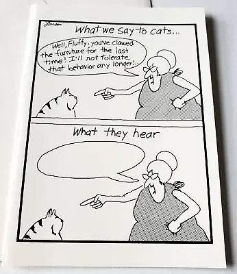 Vintage Greeting Card Blank Gary Larson What We Say To Cats What They Hear • $1.50
