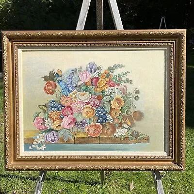 Cape Cod Artist Martha Cahoon-Large Original Vintage Framed Floral Oil Painting! • $1999