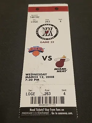 2008 New York Knicks At Miami Heat Ticket Stub 3/12/08 Dwyane Wade • $4.99