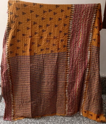 £22.79 • Buy Kantha Bedspread Throw Cotton Blanket Ralli Gudari Indian Handmade Vintage Quilt