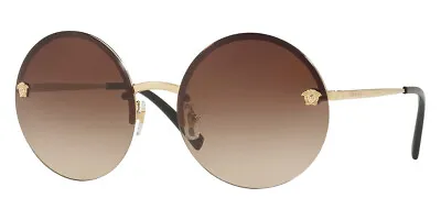 $299.95 • Buy RARE New VERSACE Gold Brown Medusa Round Metal Women Sunglasses VE 2176 125213