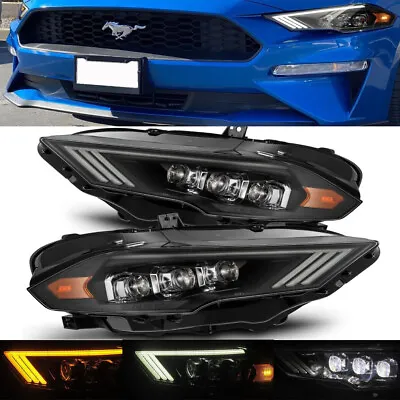 For 2018-2023 Ford Mustang Black LED Projector Headlights Lamps Alpharex NOVA • $1100