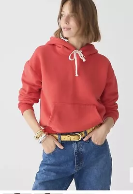 NWT J Crew Heritage Fleece Hoodie Small In Festival Red • $55