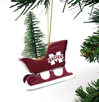 Mississippi State Bulldogs Sleigh With Crhistmas Tree Ornament 3  • $12.99