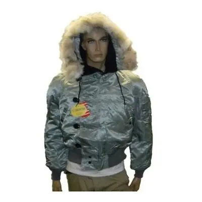 Corinth N2B Flight Parka Coyote Fur Hood Flight Jacket NWT Silver Medium • $99.99