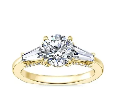 0.90 Ct Three Stone Round Cut IGI Lab Grown Diamond Rings 14K Yellow Gold • $888.30