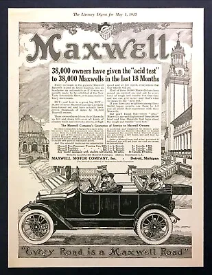 1915 Maxwell 5-Passenger Touring Car Art  Given The Acid Test  Vintage Print Ad • $11.19